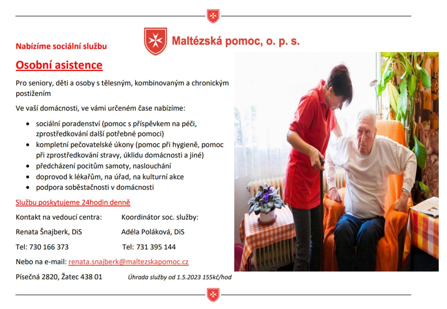 Maltézská pomoc v Žatci nabízí službu osobní asistence