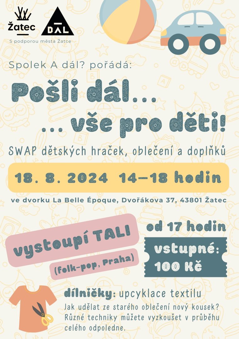 Pošli dál… vše pro děti: swap dětského oblečení, hraček a doplňků v La Belle Époque
