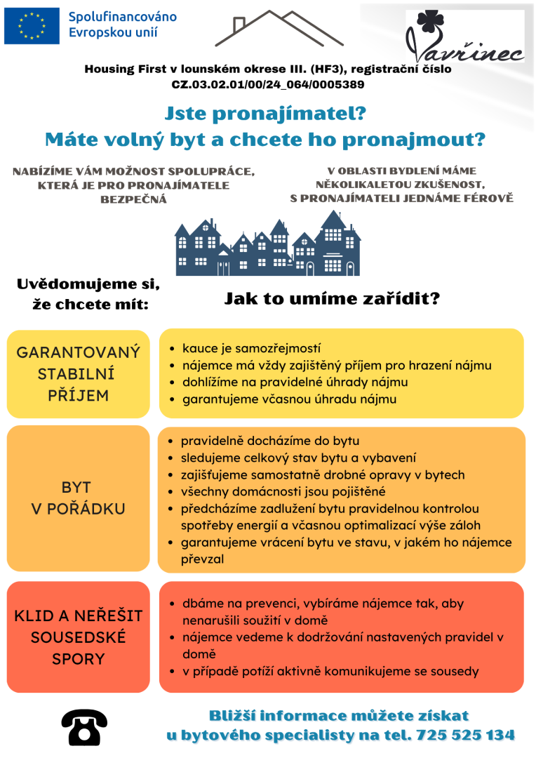 Možnost spolupráce pro pronajímatele bytů