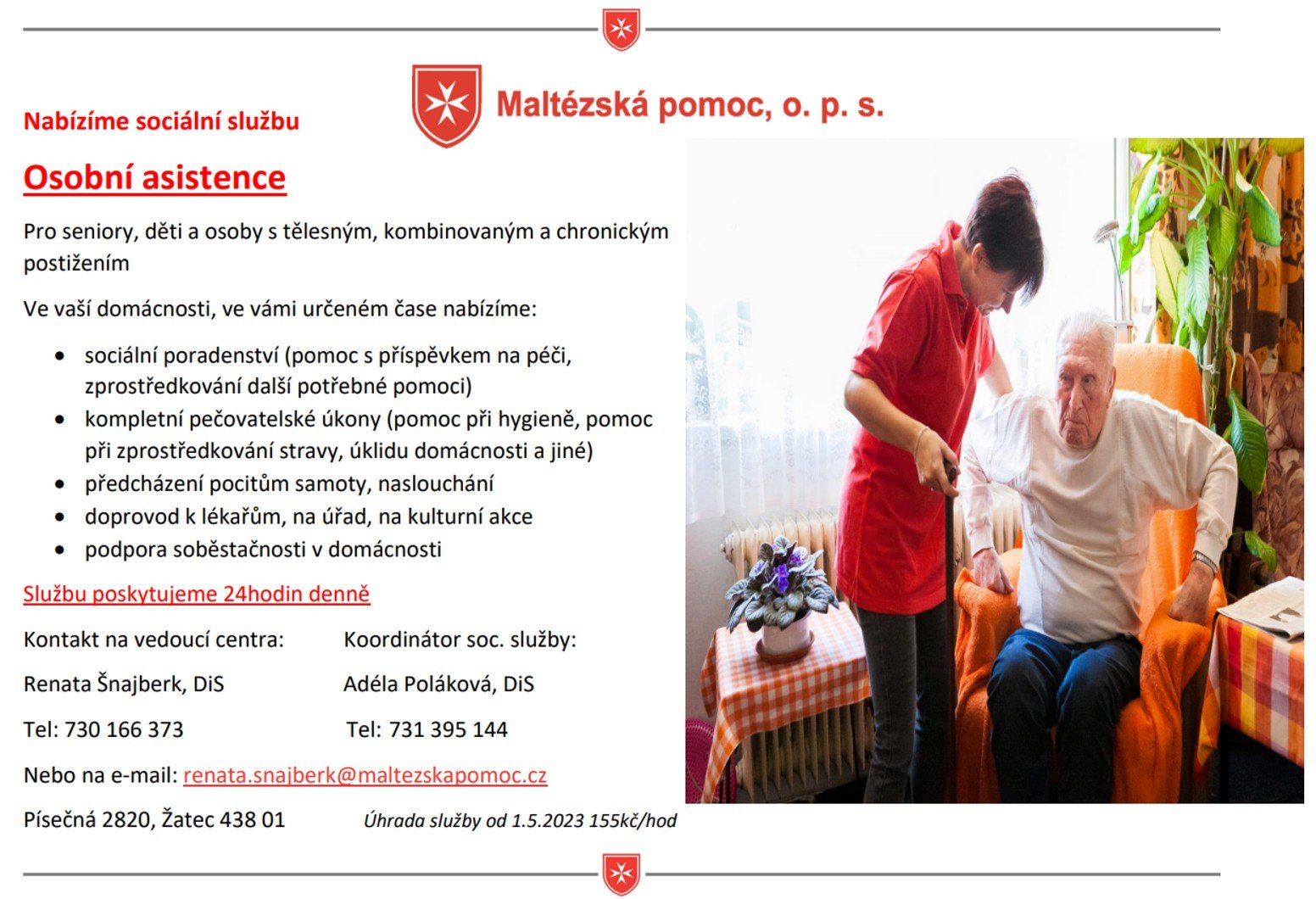 Maltézská pomoc v Žatci nabízí služby dalším klientům